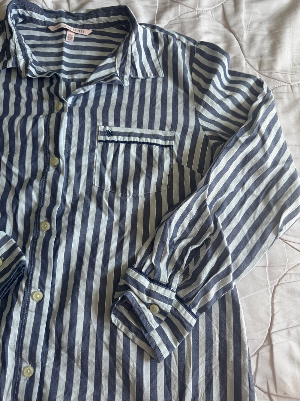 Victoria Secret Blue and White Stripped Long Nightgown NWOT - Picture 6 of 14